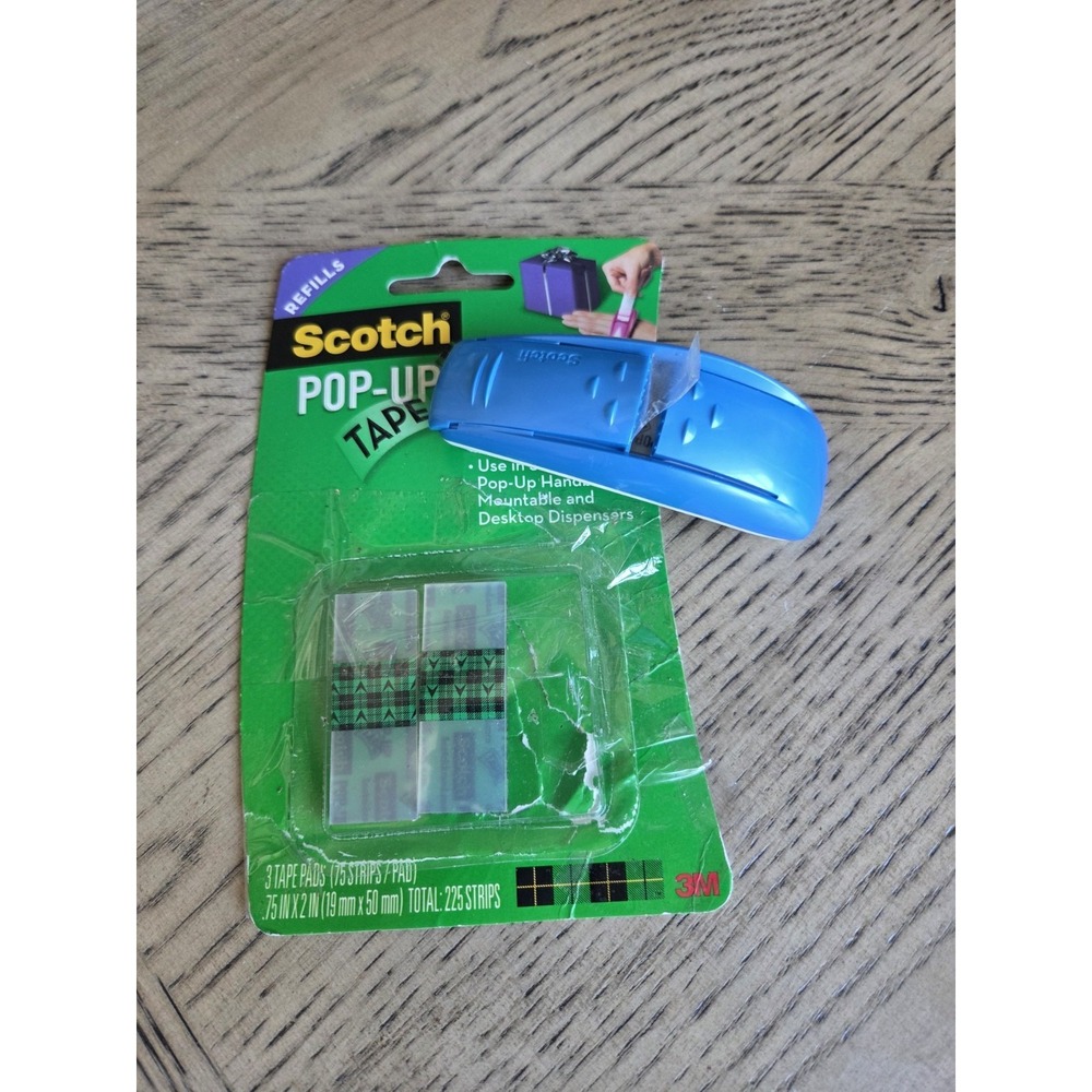 Scotch Pop Up Tape Handband Dispenser With Tape Refill Strips New Aqua Blue